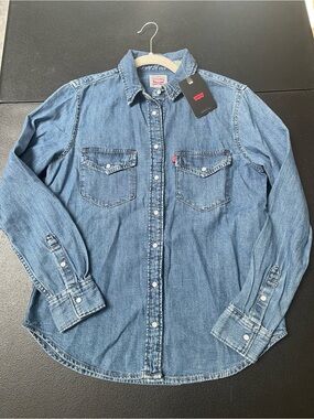 New Levi's Blue Denim Button-Down Shirt